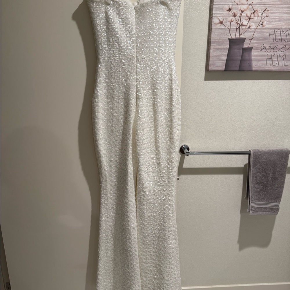 NADINE MERABI White Sequin Jumpsuit - Picture 4 of 7
